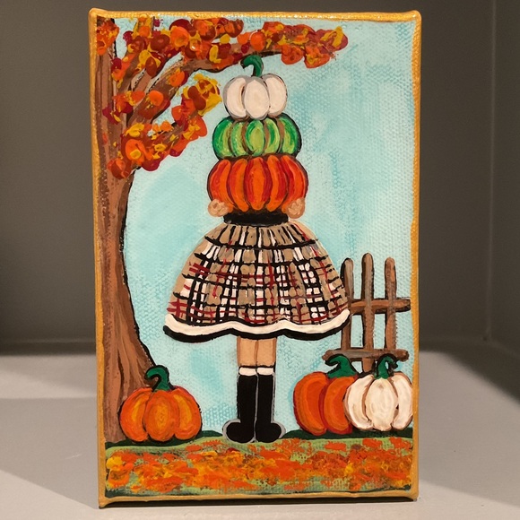 Other - 🔴 PUMPKIN GIRL PAINTING🔴ORIGINAL ART BY D.GORDON ART🔴